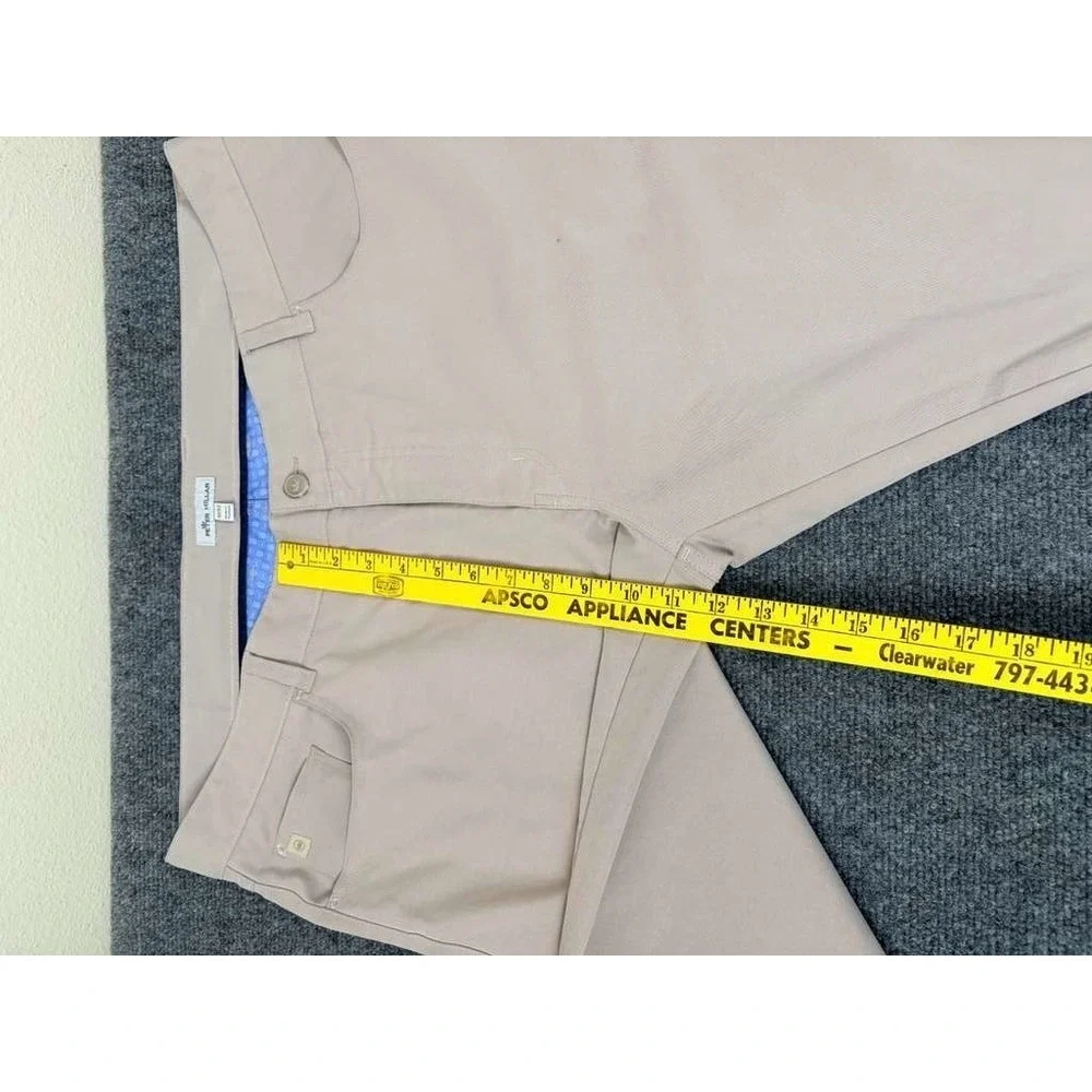 Peter Millar EB66 Pants Mens Khaki Flat Front Straight Leg Polyester 40X32